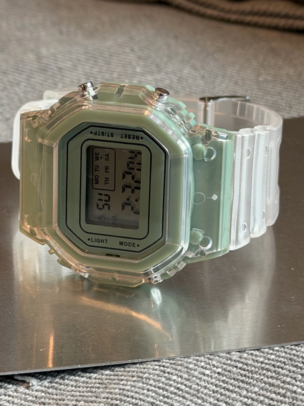 Translucent Mint Digital Sports Watch - White Strap